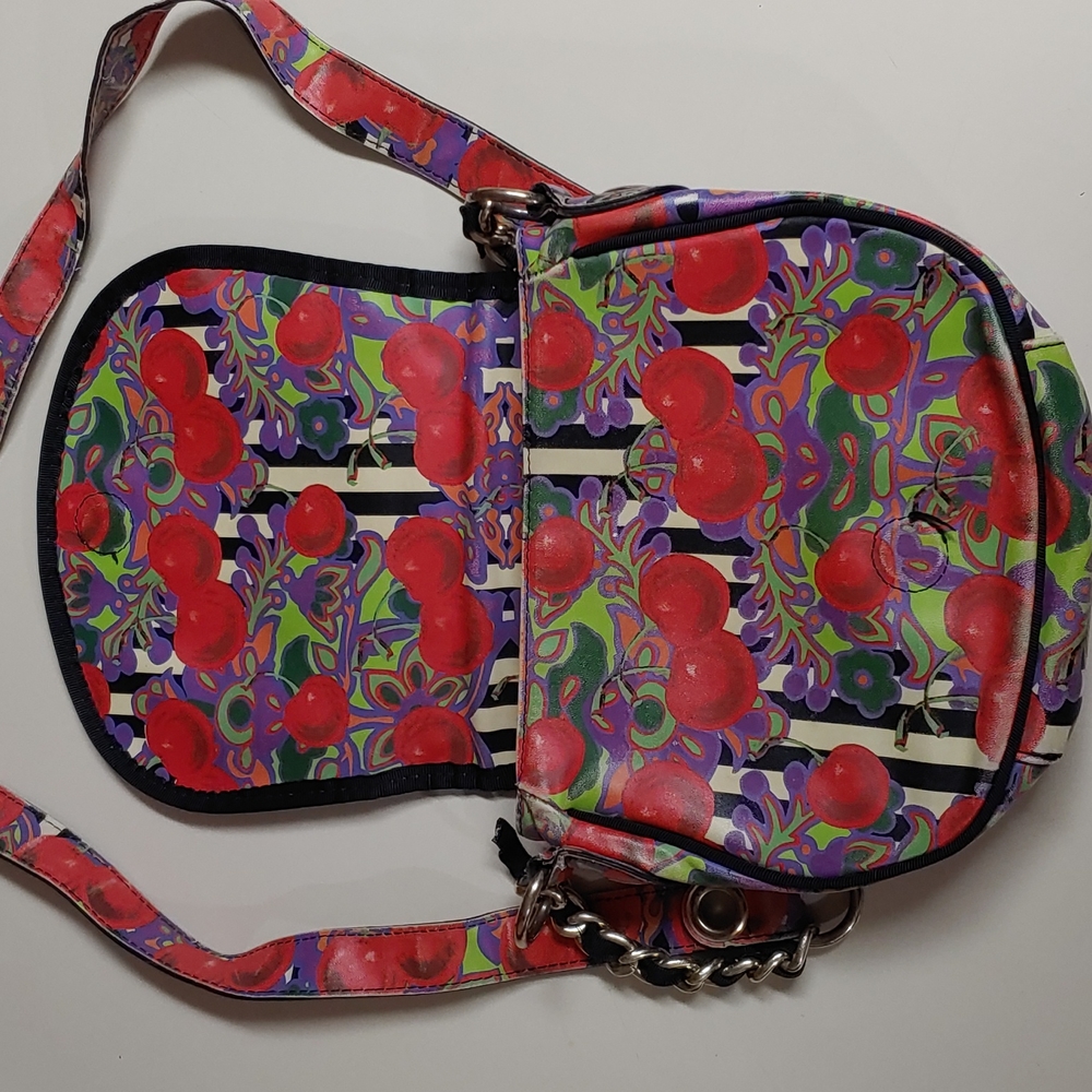Betsey Johnson Cherries and Stripes  Crossbody Saddle Bag - Picture 14 of 17